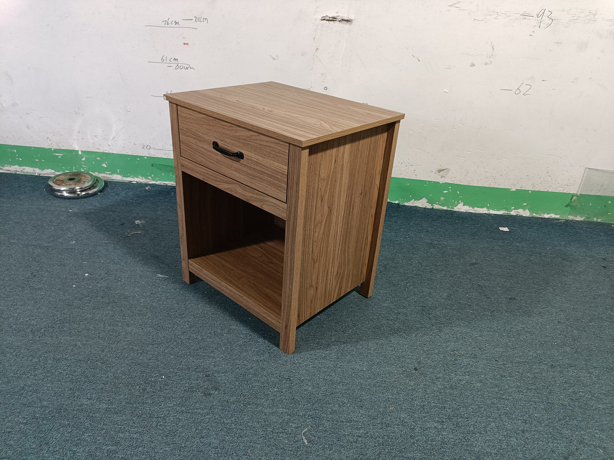 Wood Nightstand with Drawer and Open Shelf