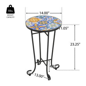 Patio Side Table, Colorful + Black