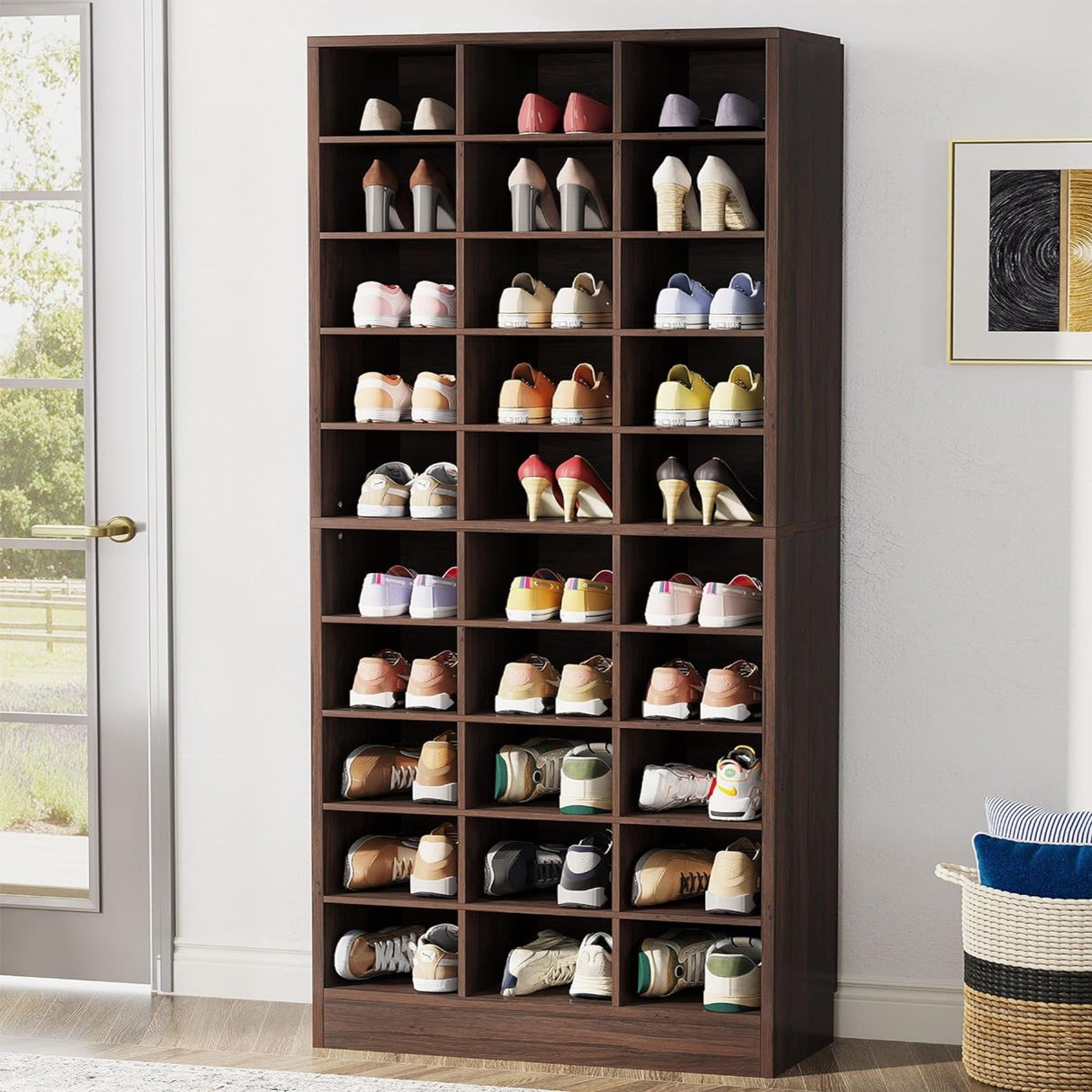 10 Tier Shoe Storage Cabinet With 30 Cubbies