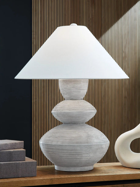 Brickdon - Poly Table Lamp - Distressed White - Best Buy Furniture