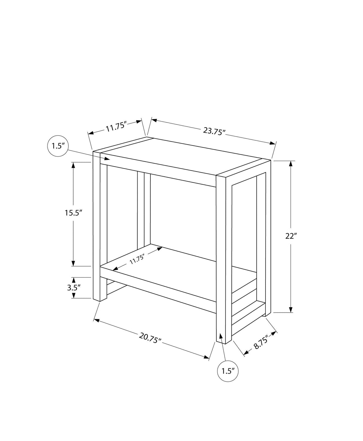 Accent Side Table, Narrow, Small, 2 Tier, Contemporary And Modern - Best Buy Furniture