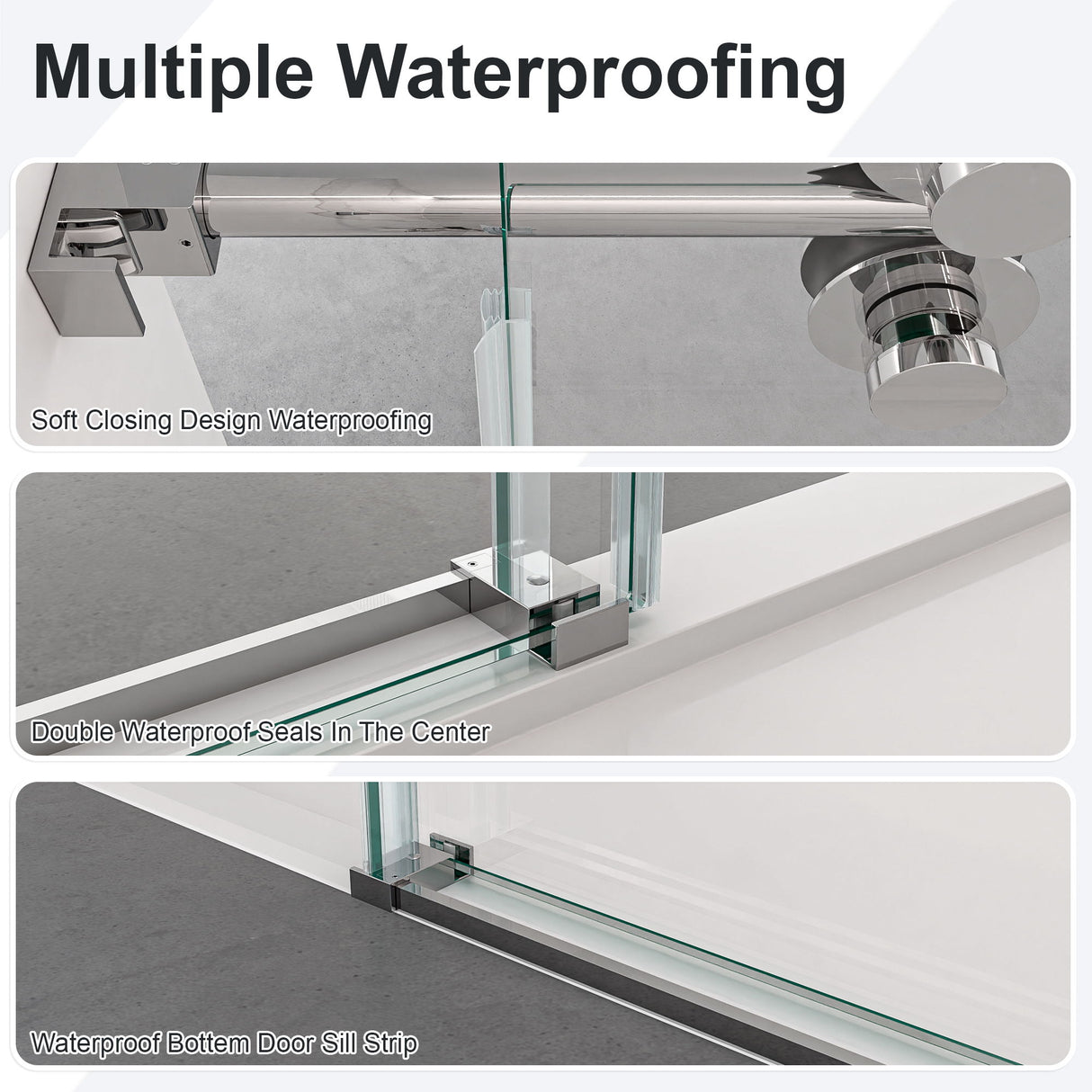 Frameless Single Sliding Shower Door With Clear Tempered Glass