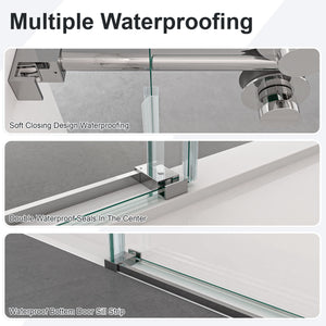 Frameless Single Sliding Shower Door With Clear Tempered Glass