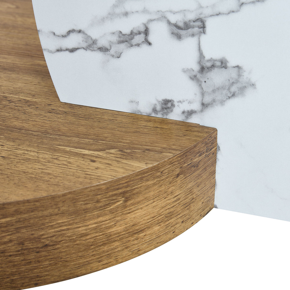 Contemporary Artistic Double Layer Coffee Table, Tempered Glass Top