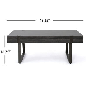 Abitha Coffee Table With Industrial Powder Coated Metal Legs