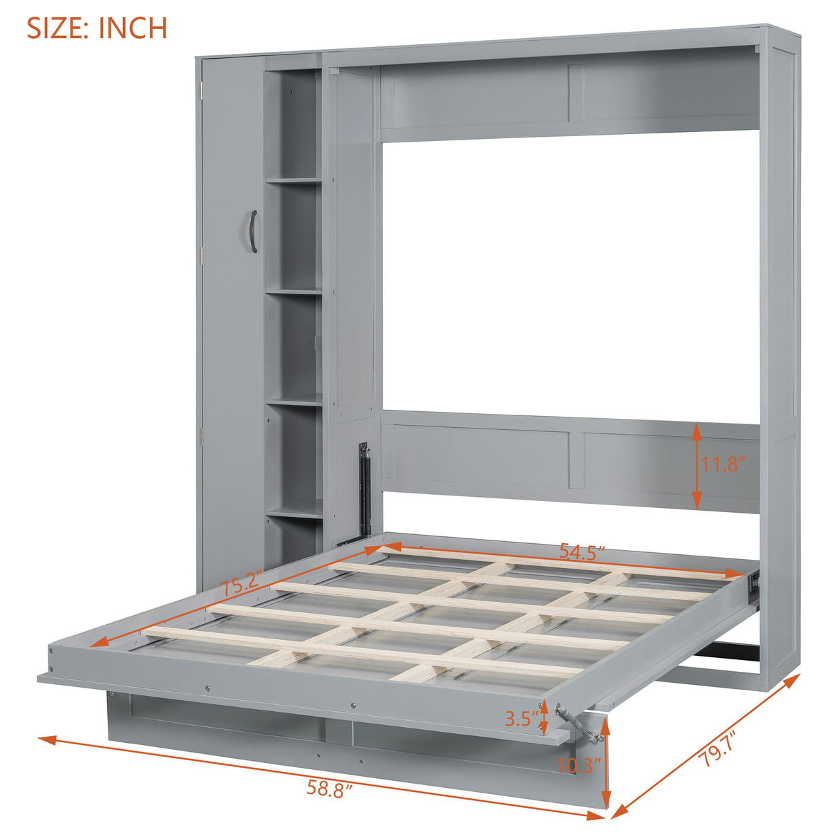 Murphy Wall Bed With Shelves, Wardrobe And LED Lights