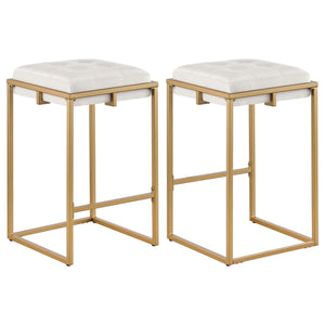 Square Counter Height Stools (Set of 2) - Beige / Gold