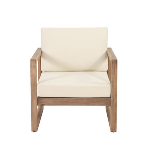 Set of 2 Outdoor Acacia Wood Patio Club Chair