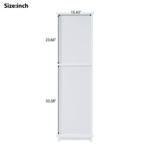 Tall Bathroom Storage Cabinet With Glass Doors, Free-Standing, Two Drawers, And Adjustable Shelves, Board, Painted Perfect For Displaying Your Favorite Items