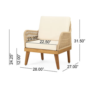 Outdoor Club Chair With Rope Weave Design - Teak - Best Buy Furniture
