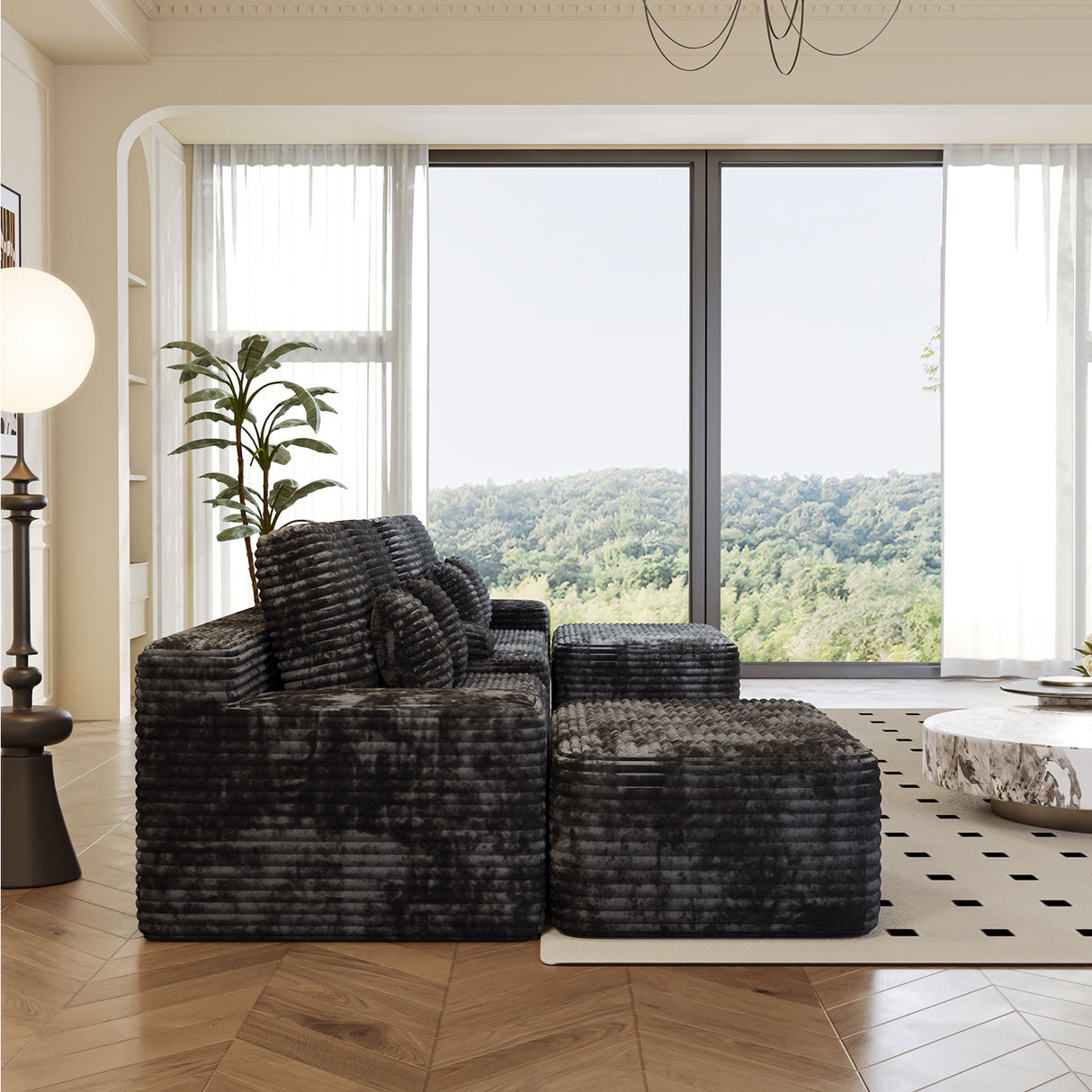 150'' Width 5-Piece Sectional Sofa with 2 Ottomans