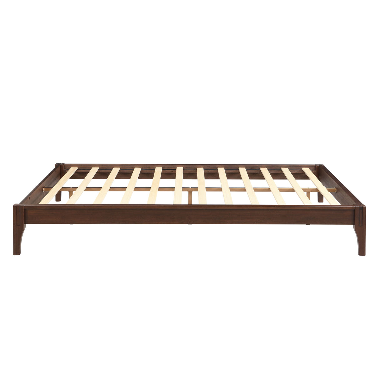 Queen Size Platform Bed Frame With Wood Slat And Metal Support - Chocolate