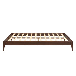 Queen Size Platform Bed Frame With Wood Slat And Metal Support - Chocolate