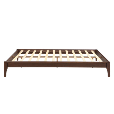 Queen Size Platform Bed Frame With Wood Slat And Metal Support - Chocolate