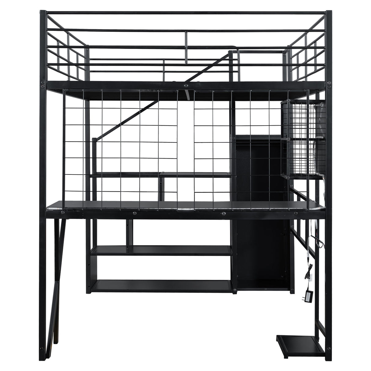 Loft Bed With Built In Work Station, Wardrobe, Storage Staircase And LED