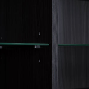 Modern Minimalist Style LED Curio Cabinet With Tempered Glass Door, Metal Legs
