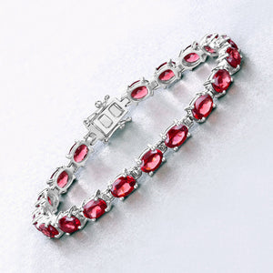 15.30 Carat Genuine Garnet .925 Sterling Silver Bracelet