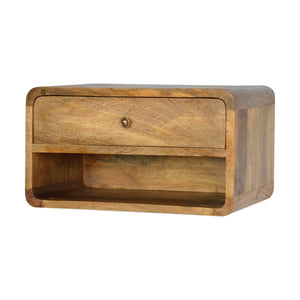 Solid Wood Floating Curve Open Slot Nightstand