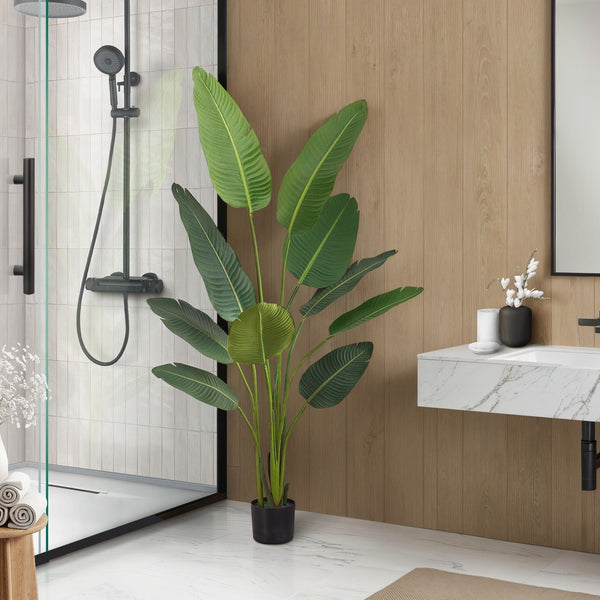 60" Tall, Artificial Plant, Bird Of Paradise Tree, Indoor, Faux, Fake, Floor, Greenery, Potted, Decorative - Green / Black - Best Buy Furniture