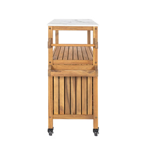 Outdoor Patio Acacia Wood Bar Cart