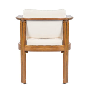 Outdoor Dining Chair Set of 4 with Curved Acacia Wood Arms