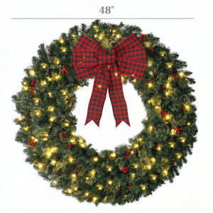 48 Inch Prelit Crestwood Spruce Christmas Wreath with Bow