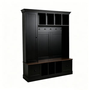 Vibe Haus 62.2'' Farmhouse Hall Tree with Shoe Storage Bench