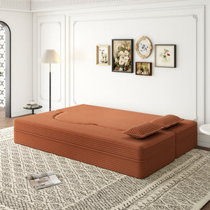 Convertible Foam-Filled Sleeper Sofa Bed With 2 Pillows