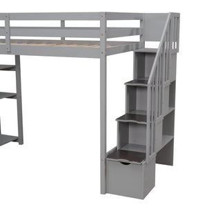 Loft Bed With Storage Drawers And Stairs With Shelves