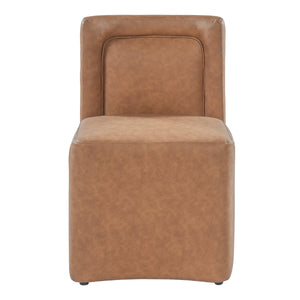 Set of 2 Camel PU Upholstered Dining Chairs