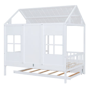 House Bed With Twin Size Trundle, Daybed