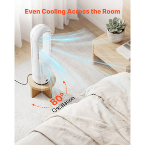 Bladeless Tower Fan, 80° Oscillating Standing Fan with Remote
