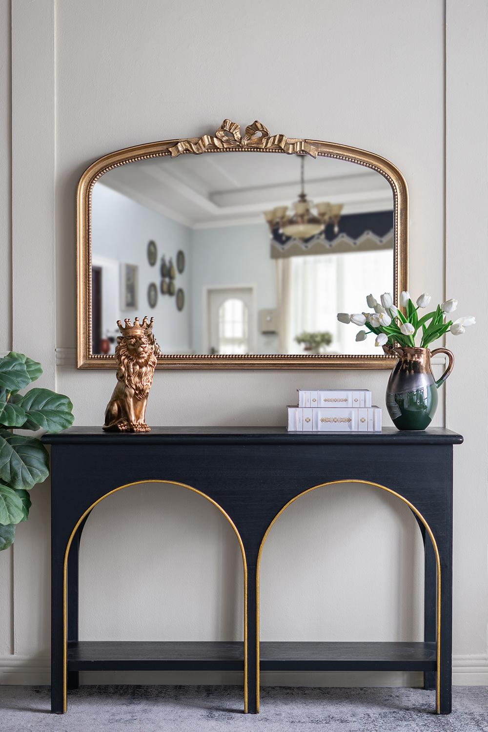 40x1.5x30" Arched Wall Mirror with Ornate