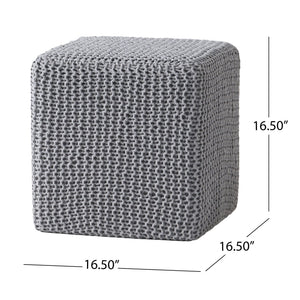 Chabani - Indoor Modern Knitted Fabric Cube Pouf Ottoman - Light Gray - Best Buy Furniture