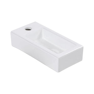 Modern Ceramic Rectangle Wall Mount Bathroom Sink With Single Faucet Hole