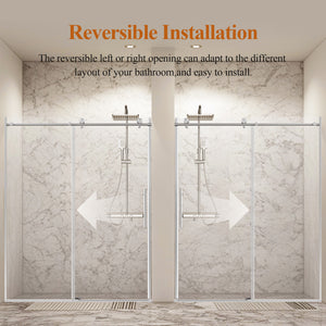 Frameless Sliding Shower Door in Brushed Nickel