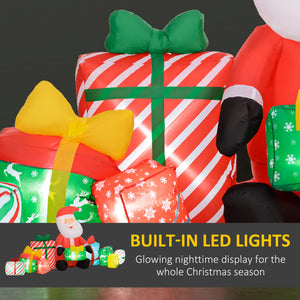 Outsunny 4.4' Christmas Inflatables Santa Claus and Gift Boxes
