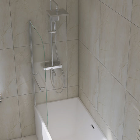 Bathtub Screen Framless Shower Door Tempered Glass Shower Panel - Transparent
