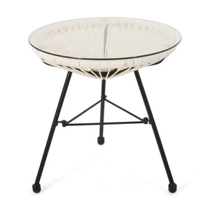 Nusa - Modern Rattan Side Table With Tempered Glass Top - Best Buy Furniture