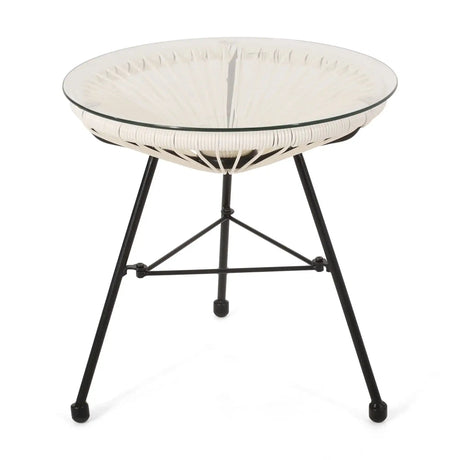 Nusa - Modern Rattan Side Table With Tempered Glass Top - Best Buy Furniture