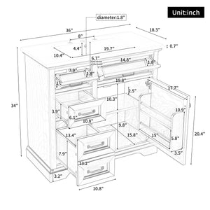 36-Inch Bathroom Vanity with Ceramic Sink Top