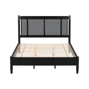 Solid Wood Queen Bed, Heavy Duty 500 lbs Support, No Box Spring Needed