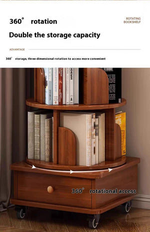Upgraded Rotating Bookshelf - 360 Display Corner Bookcase