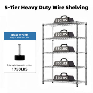 5-Tier Utility Steel Storage Shelving Unit
