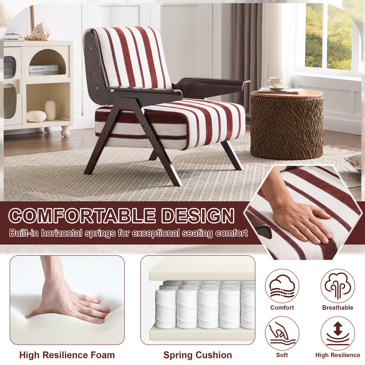 Modern Armchair with Widened Armrests