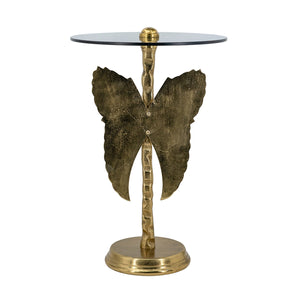 15.5x15.5x24" Round Top Accent Table With Angel Wings