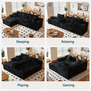 New 96" Frameless Boneless Soft Sofa, Cloud Sectional Couch with L-Shaped Chaise
