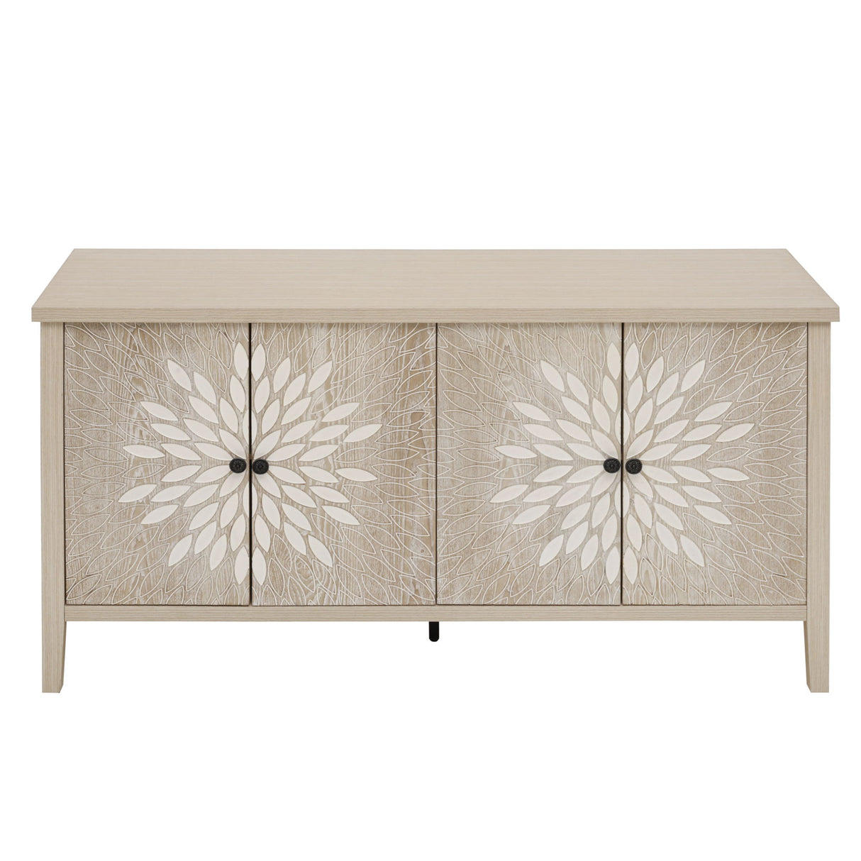 Modern Storage Cabinet With 4 Doors & Adjustable Shelves