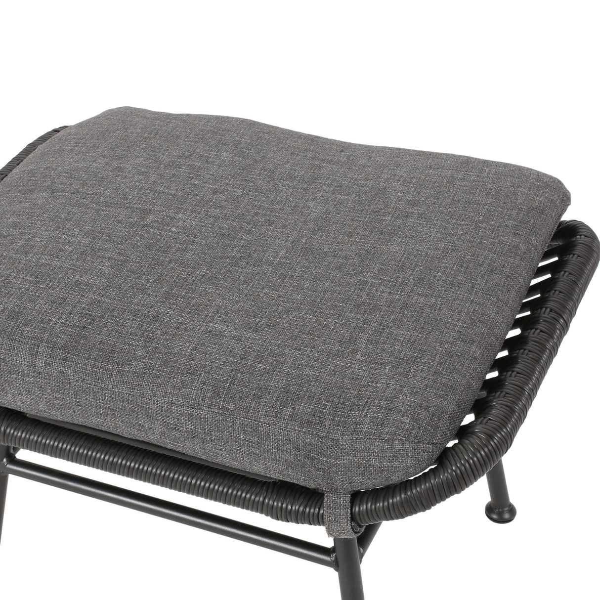 Outdoor Modern Boho Wicker Ottoman With Cushions (Set of 2)