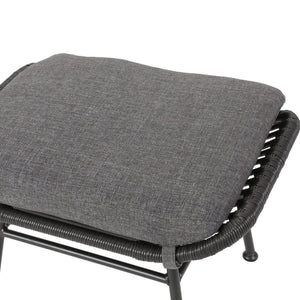 Outdoor Modern Boho Wicker Ottoman With Cushions (Set of 2)